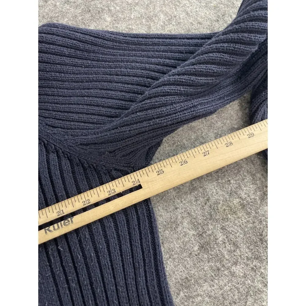 Marks Spencer Sweater Women Extra Large Blue Full Zip Turtle Neck Pullover N38